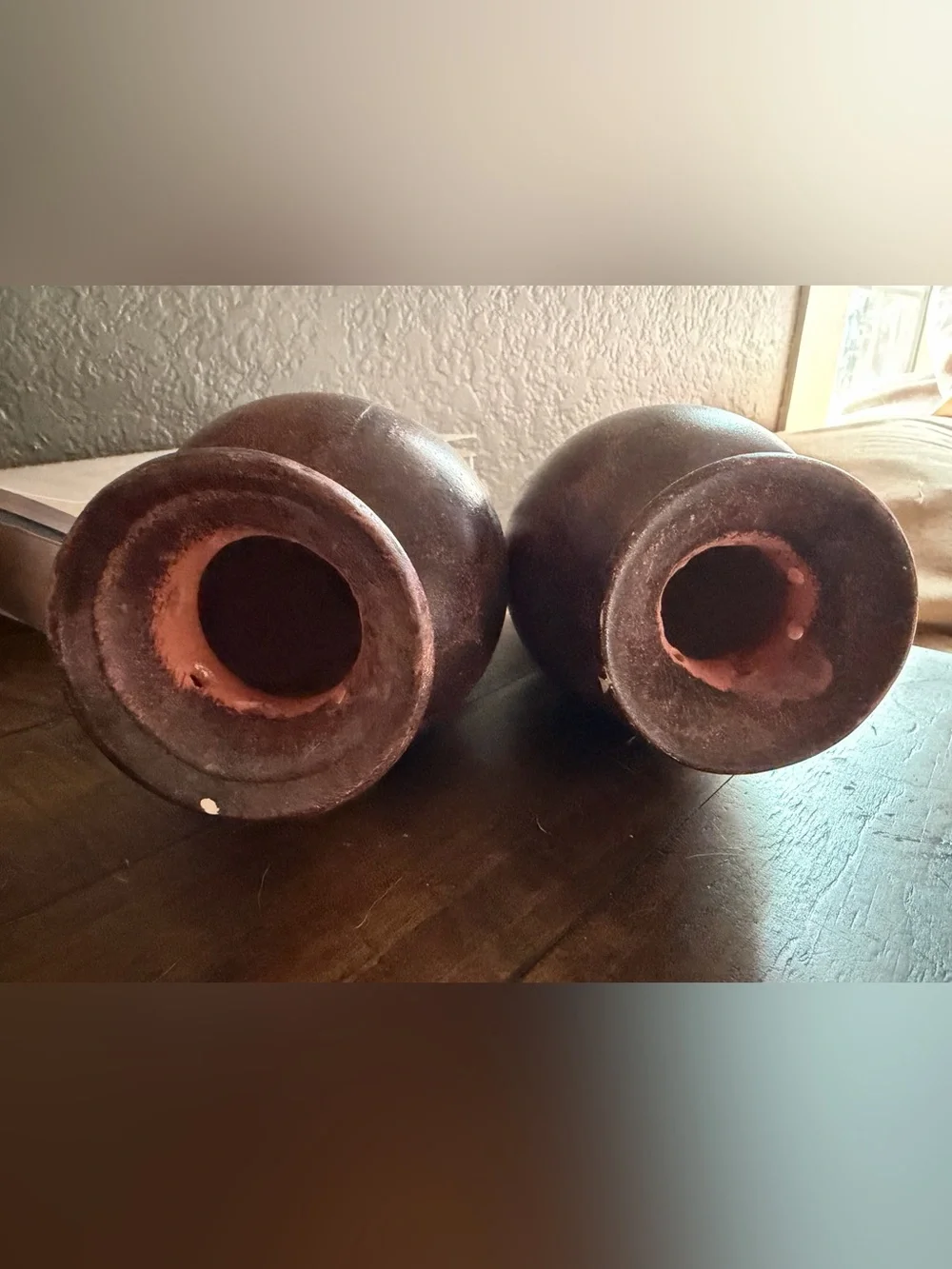 Vintage Dark Brown Ceramic Vases Set of 2